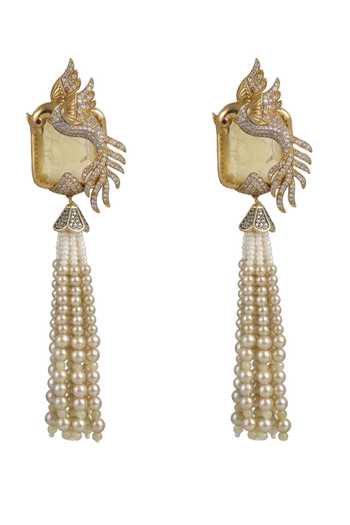 Shop_Joules By Radhika_Gold Plated Bhavika Embellished Earrings _at_Aza_Fashions