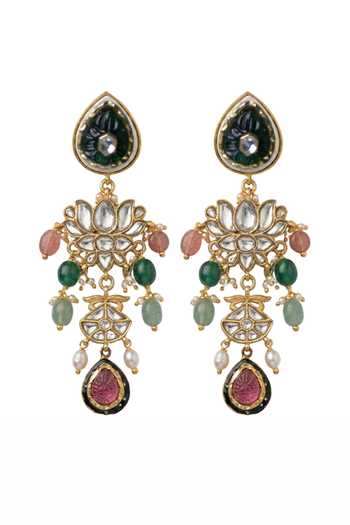 Shop_Joules by Radhika_Multi Color Madhavi Embellished Earrings _at_Aza_Fashions