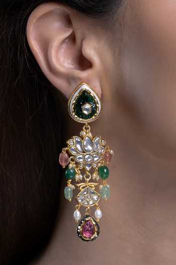 Joules by Radhika_Multi Color Madhavi Embellished Earrings _Online_at_Aza_Fashions