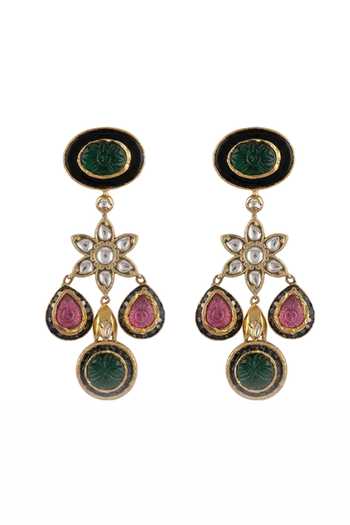 Shop_Joules by Radhika_Multi Color Nivella Stone Embellished Earrings _at_Aza_Fashions