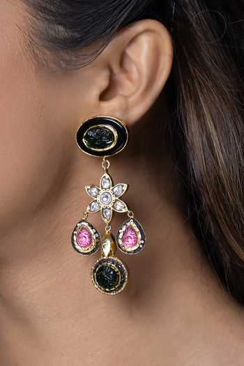 Joules by Radhika_Multi Color Nivella Stone Embellished Earrings _Online_at_Aza_Fashions