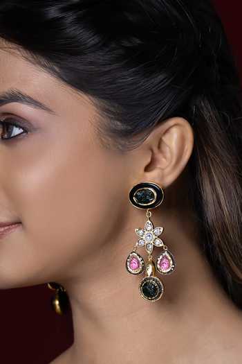 Buy_Joules by Radhika_Multi Color Nivella Stone Embellished Earrings _at_Aza_Fashions