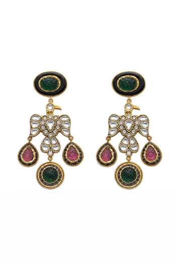 Shop_Joules by Radhika_Multi Color Tara Stone Embellished Earrings _at_Aza_Fashions