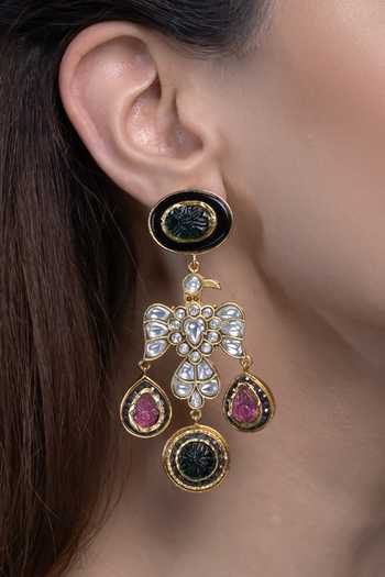 Joules by Radhika_Multi Color Tara Stone Embellished Earrings _Online_at_Aza_Fashions