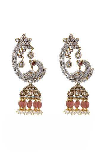 Shop_Joules by Radhika_Gold Plated Vaidehi Stone Embellished Earrings _at_Aza_Fashions