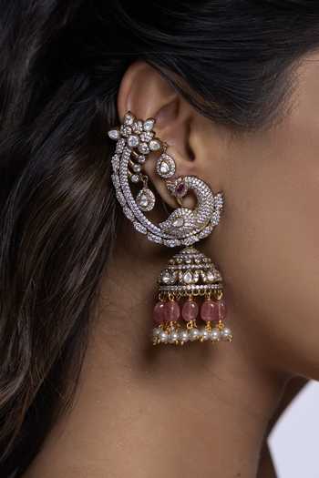 Joules by Radhika_Gold Plated Vaidehi Stone Embellished Earrings _Online_at_Aza_Fashions