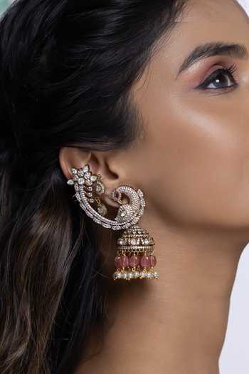 Buy_Joules by Radhika_Gold Plated Vaidehi Stone Embellished Earrings _at_Aza_Fashions