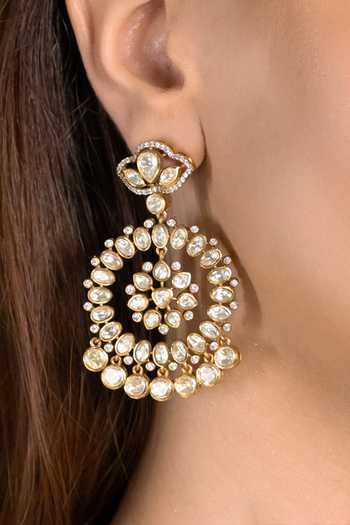 Joules by Radhika_Gold Plated Lajita Embellished Earrings _Online_at_Aza_Fashions