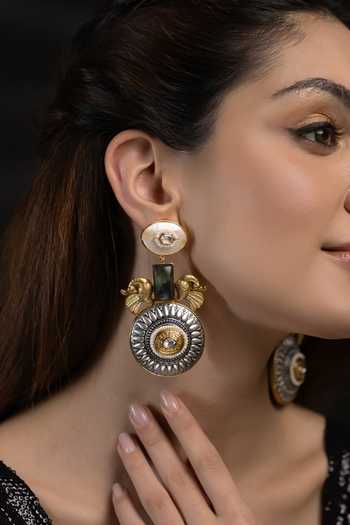 Buy_Joules by Radhika_Gold Plated Yamika Peacock Earrings _at_Aza_Fashions