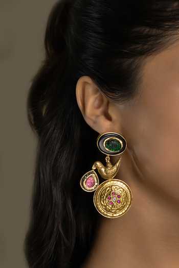 Joules by Radhika_Gold Plated Indrani Embellished Bird Earrings _Online_at_Aza_Fashions