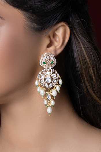 Joules by Radhika_Gold Plated Kaveri Embellished Earrings _Online_at_Aza_Fashions