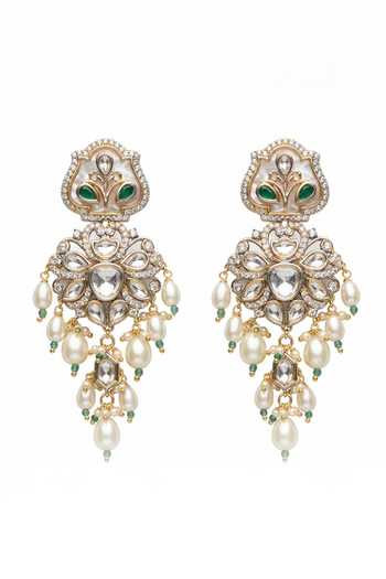 Shop_Joules by Radhika_Gold Plated Kaveri Embellished Earrings _at_Aza_Fashions
