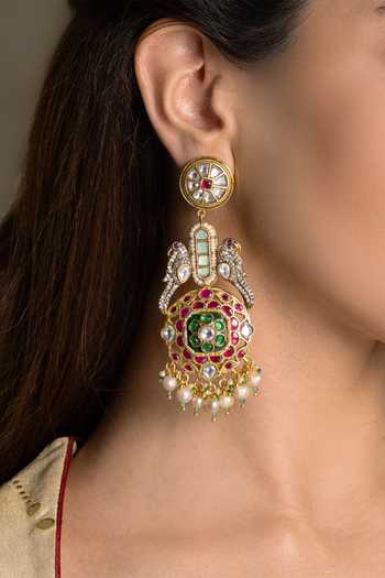 Joules by Radhika_Gold Plated Mahira Embellished Bird Earrings _Online_at_Aza_Fashions