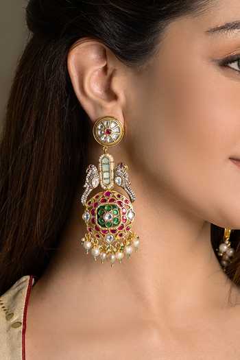 Buy_Joules by Radhika_Gold Plated Mahira Embellished Bird Earrings _at_Aza_Fashions
