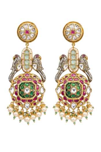 Shop_Joules by Radhika_Gold Plated Mahira Embellished Bird Earrings _at_Aza_Fashions