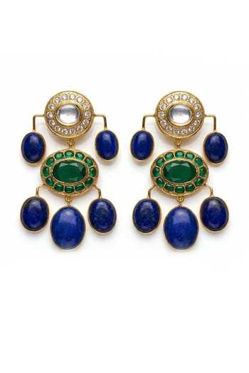 Shop_Joules by Radhika_Blue Falguni Embellished Earrings _at_Aza_Fashions