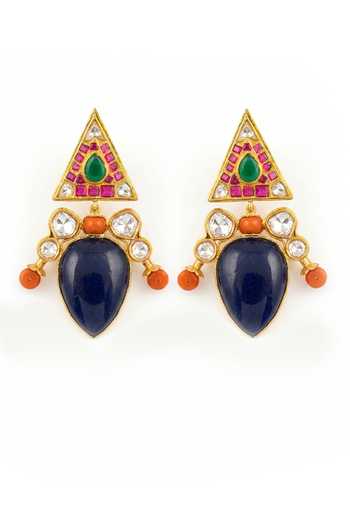 Shop_Joules by Radhika_Blue Urvashi Embellished Earrings _at_Aza_Fashions