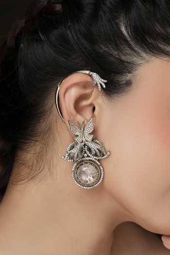 Shop_Joules by Radhika_Gold Plated 2 In 1 Enchanted Bloom Cuff Earrings _at_Aza_Fashions