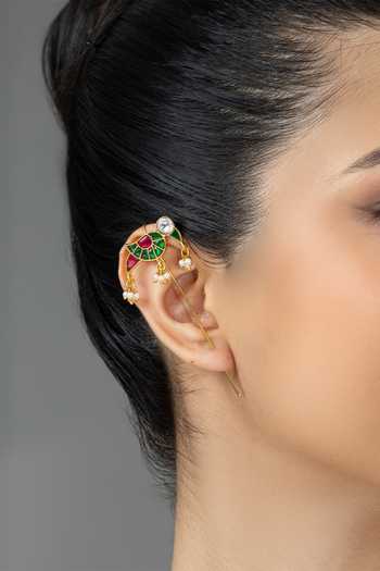 Shop_Joules by Radhika_Gold Plated Ravika Pair Of Ear Cuff Earrings _at_Aza_Fashions