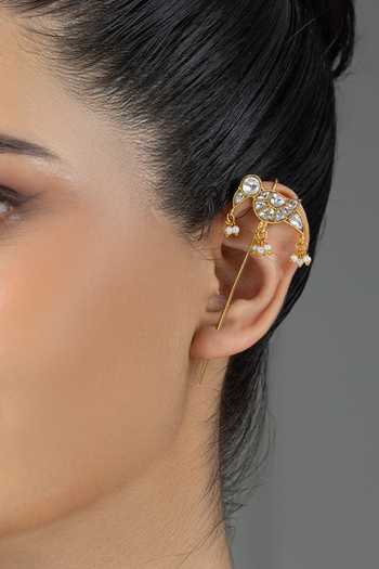 Shop_Joules by Radhika_Gold Plated Lavika Pair Of Ear Cuff Earrings _at_Aza_Fashions