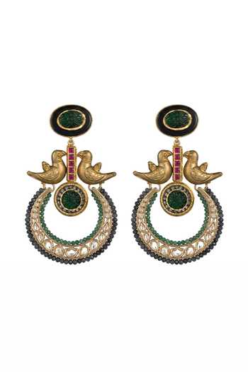 Shop_Joules by Radhika_Multi Color Saumya Embellished Chandbali Earrings _at_Aza_Fashions