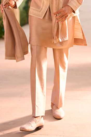 Seema Gujral_Pink Silk Embroidery, Sequins, Beads Bundi And Kurta Set _Online_at_Aza_Fashions
