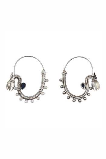 Sangeeta Boochra_Silver Plated Artisan Heritage Hoop Earrings _Online_at_Aza_Fashions