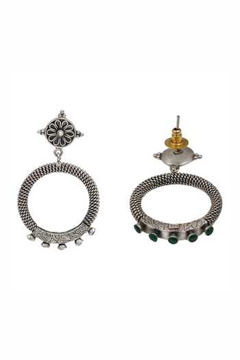 Shop_Sangeeta Boochra_Green Regal Artisan Hoop Earrings _at_Aza_Fashions