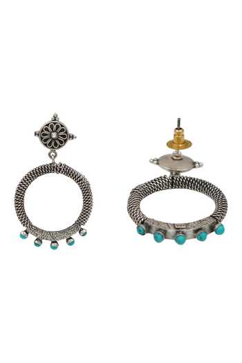 Sangeeta Boochra_Blue Turquoise Accent Hoop Earrings _Online_at_Aza_Fashions