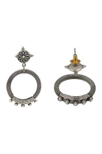 Sangeeta Boochra_Silver Plated Handcrafted Tribal Hoop Earrings _Online_at_Aza_Fashions