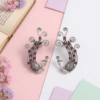 Buy_Sangeeta Boochra_Red Handcrafted Peacock Pair Of Earcuffs _Online_at_Aza_Fashions
