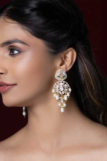 Buy_Joules by Radhika_Gold Plated Kaveri Embellished Earrings _at_Aza_Fashions