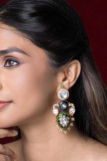 Buy_Joules by Radhika_Blue Urvi Embellished Earrings _at_Aza_Fashions