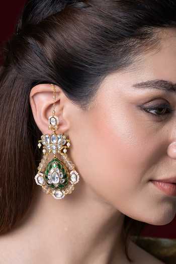 Buy_Joules by Radhika_Gold Plated Yashvi Embellished Earrings _at_Aza_Fashions