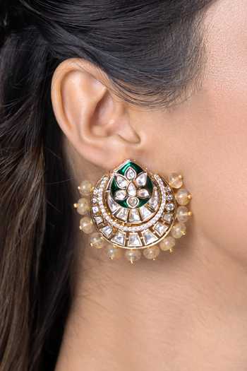 Joules by Radhika_Gold Plated Oceanna Stone Embellished Earrings _Online_at_Aza_Fashions