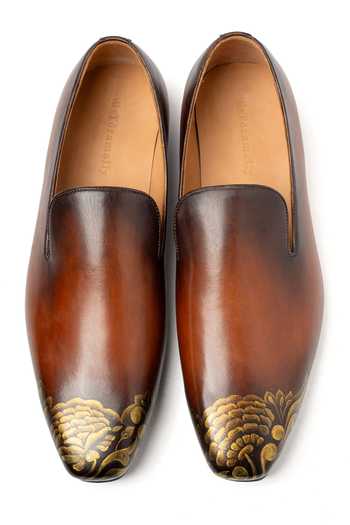 Shop_Toramally - Men_Brown Hand Painted Loafers _at_Aza_Fashions