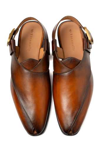 Shop_Toramally - Men_Brown Hand Painted Sandals _at_Aza_Fashions