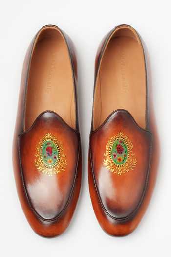 Shop_Toramally - Men_Brown Belgian Hand Painted Loafers _at_Aza_Fashions