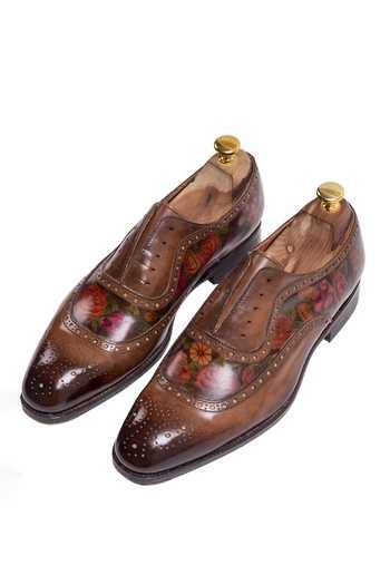 Buy_Toramally - Men_Brown Hand Painted Oxfords _at_Aza_Fashions