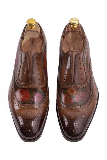 Shop_Toramally - Men_Brown Hand Painted Oxfords _at_Aza_Fashions