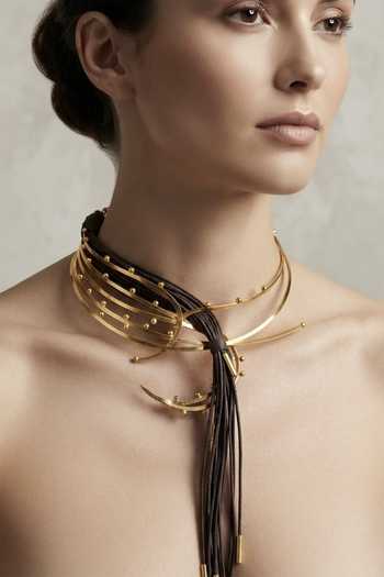 Buy_Zaza By Somya_Gold Plated The Driftwave Collar Necklace _at_Aza_Fashions