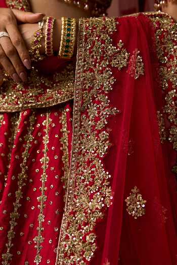 Shop_ANGAD SINGH_Red Silk Karam Embroidered Bridal Lehenga Set _Online_at_Aza_Fashions