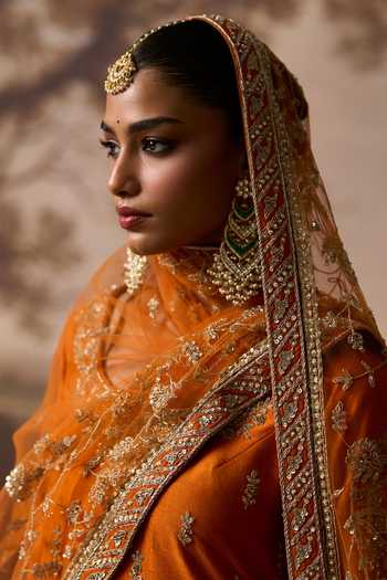 Buy_ANGAD SINGH_Orange Silk Roshni Paisley Embroidered Kurta Sharara Set 