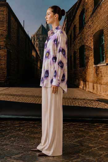 Buy_Maison Aguise_Purple Muslin Collared Neck Bead Embellished Shirt _Online_at_Aza_Fashions