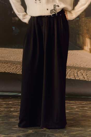 Buy_Maison Aguise_Black Cotton, Twill Pintuck Tailored Trouser _Online_at_Aza_Fashions