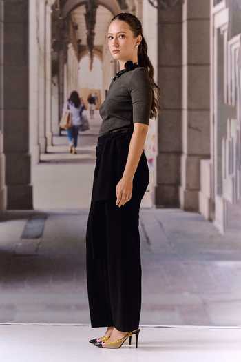 Shop_Maison Aguise_Black Knit Lounge Pant _Online_at_Aza_Fashions