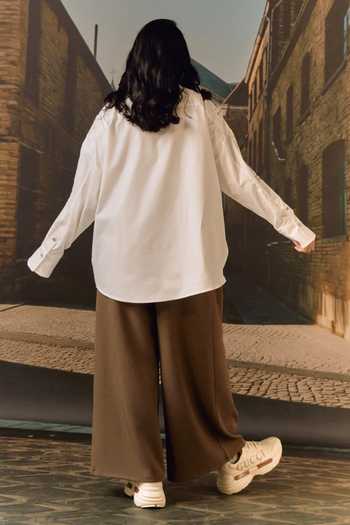 Shop_Maison Aguise_White Cotton Collared Neck Beaded Cutwork Embroidered Shirt _at_Aza_Fashions