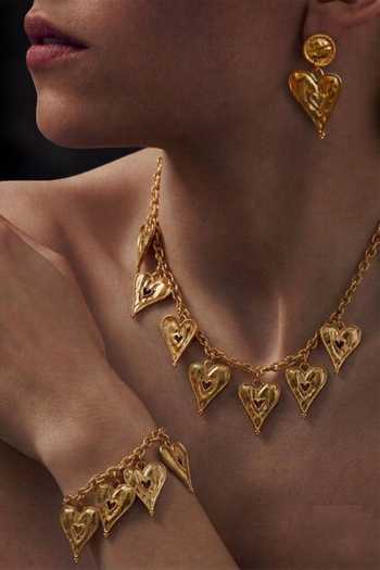 Buy_Arvino_Gold Plated Sculpted Heart Necklace Set _at_Aza_Fashions
