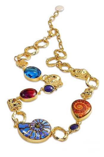 Arvino_Multi Color Ammonite And Gemstone Link Necklace _Online_at_Aza_Fashions