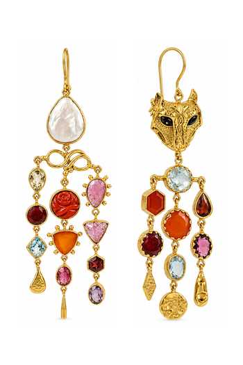 Shop_Arvino_Multi Color Gem Asymmetrical Earrings _Online_at_Aza_Fashions